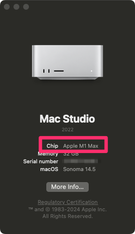 Mac Silicon dialog box